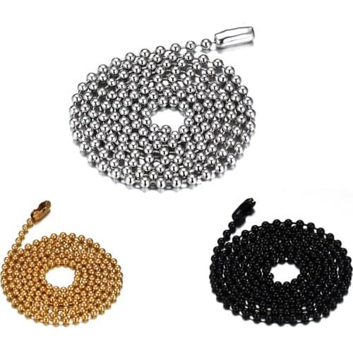 2mm Stainless Steel Ball Bead Necklace Chain Keychain, Bead Ball Dog Tag Chains,Floating Locket Necklace for DIY Jewelry Making