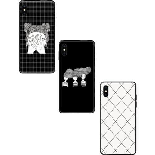 Black Soft TPU Cell Phone Case Cover Black And White Grid Mens For Xiaomi Redmi 3S 4X 4A 5 5A 6 6A 7 7A 8 8A 8T 9 9A K20 K30 S2