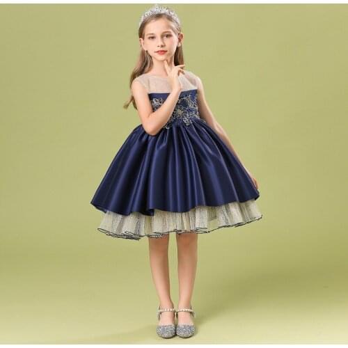 New Year 2021 Elegant Girl Lace Embroidery Flower Princess Dress Beading Children Formal Dresses Wedding Holiday Party Vestidos