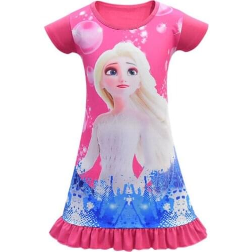 Disney Girls Elsa night gown Summer short sleeve Nightgown kids nightdress Cartoon child baby sleeping dress