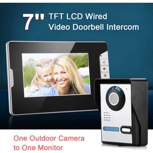 7 Inch Wire Color LCD Video Door Phone Doorbell Intercom Kit Visual Video Intercom with IR-CUT HD 700TVL Rainproof Camera Unlock