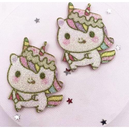 Felt Fabric Paillette Rainbow Glitter Lovely Unicorn Applique Wedding DIY Sewing Patch Hair Bow Accessories DIY Craft Supplie