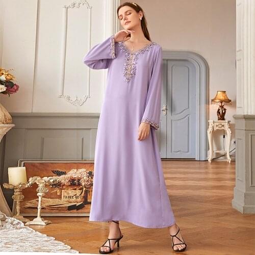 Fridayin Womens charming banquet style v-neck pure color loose kaftan