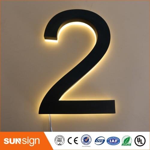 H20cm one letter painted stainless steel faces acrylic backs warm white led inside backlit letter numbers