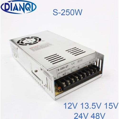 DIANQI Switching Power Supply 250w 12V 13.5V 15V ac to dc converter transform for LED strip 24V 48V S-250 Good Quality