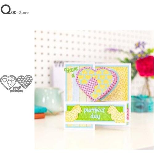 Kitten Love Background Box Cutting Dies New Dies Scrapbooking Mold Cut Handmade Tools DIY Craft Decoration Metal Cutting Dies