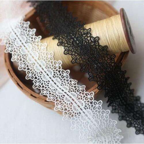 1 Meter Width 4.5cm White Black Water Soluble Embroidery Lace Fabric DIY Lace Applique Trim Ribbon Sewing Guipure Dress Decor