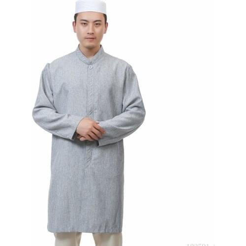 Muslim Men Blouse Islamic Tops Shirts Long Sleeve Blouse Fashion Male Coat Cotton And Linen Embroidery Long Cardigan Clothing