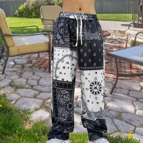 2021 Hip hop Men sweatpants Retro StreetStyle Wide leg pants Drawstring Printed Harajuku Fashion Straight pants joggers men