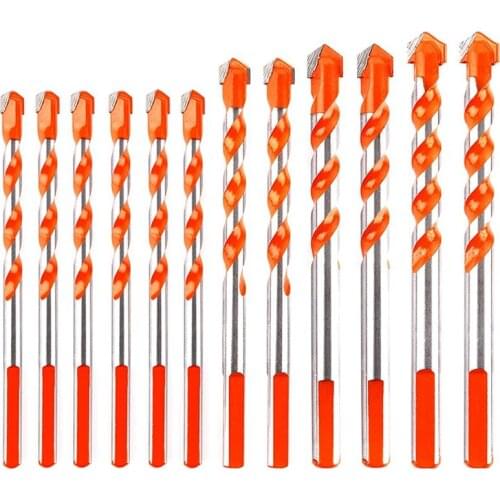 12Pcs Multi-Function Punching Drill Bit Set Carbide Tips Twist Drill Bit for Wall Mirror Metal Tile Wood Marble Glass
