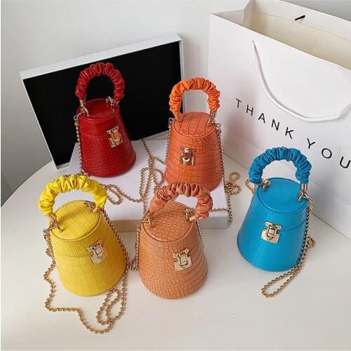 2021 New Womens Bags Summer Candy Color Ladies Handbags Bucket Bag Stone Pattern Chain Handbag