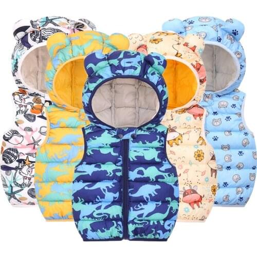 Autumn Winter Cotton Childrens Vest Clothing 2021 New Baby Girl Wasitcoat Hooded Boys Clothes Kids Fashion Coat For Babies 0-4Y