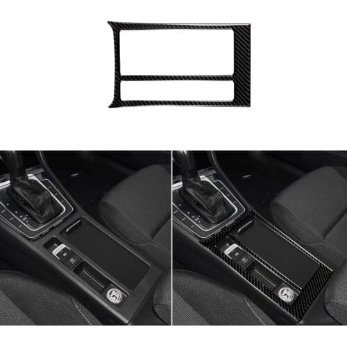 Fit For VW Golf 7 GTI R GTE GTD Mk7 2013-2017 Carbon Fiber Interior Water Cup Holder Panel Cover Gear Shift Box Trim Sticker
