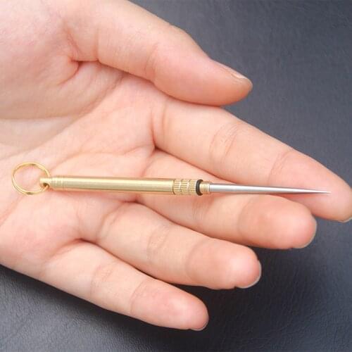 Portable Brass Box Toothpicks Storage Reusable Titanium Alloy Toothpick Keychain Storage tool Self-defense tool Fruit stick