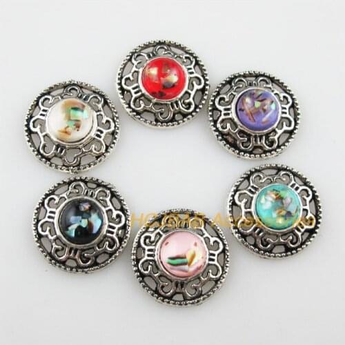 12 New Shivering Resin Connectors Round Flower Mixed Charms Tibetan Silver 18mm