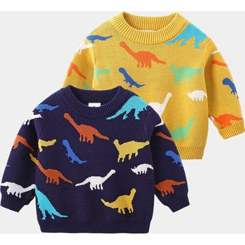 Childrens Sweaters Autumn Winter New Fashion Korean Cartoon Dinosaur Sweater for Boys Kids O-neck Knitting Pullover Sweater