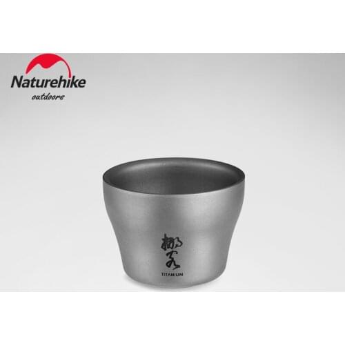 Naturehike 45ml Titanium Cup Double Wall Camping Mug Coffee Tea Wine Glass for Ourdoor Camping Picnic Drinkware Travel Goblet
