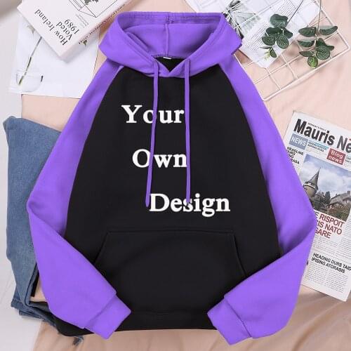 Your Own Design Raglan Hoodie Womens Oversize DIY Black Hooded Harajuku Woman Hoodie 2021 Spring Korean Style 7 Colors Hoody