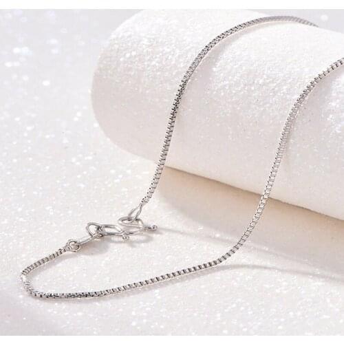 YANHUI Durable W Clasp Design Whole Solid 925 Silver Box Chain Fine Slim Link Necklace Women Silver 925 Jewelry With Certificate