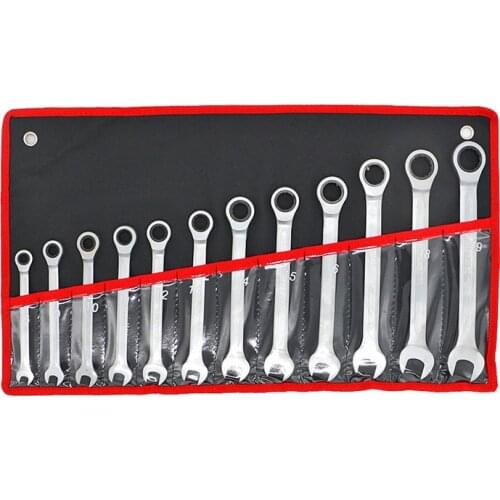 YOFE 12pcs/set 8-19mm Ratchet Handle Wrench Quick Metric Universal Spanner CR-V Combination Wrench Set Auto Repair Tools