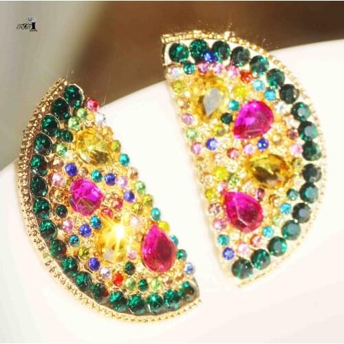 YaYi Jewelry Fashion Multi-Color Glass Stone Rhinestone Dangle Crystal Women Ancient Silver Color Wear ear Band Tassel Earrings
