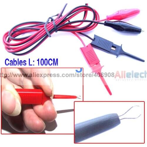 10pcs/lot Alligator Clip to Test Hook Cable Grabbers Probes IC 1M