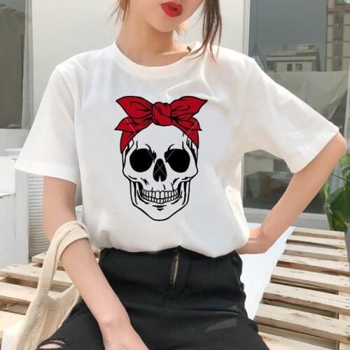 Women Harajuku Sunflower Bandana Printed Mom T shirt Summer Camo Skull T-shirt Mama Funny Short Sleeve Tshirt Female Clothes