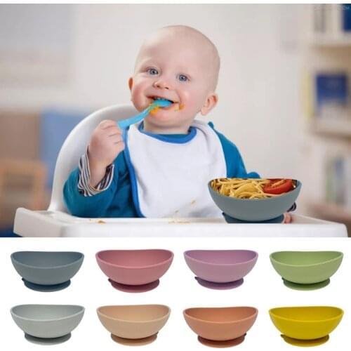 1 Pc Food Grade Silicone Baby Suction Bowl Non-Slip Children Dinner Plate Infant Learning Feeding Dish Tableware