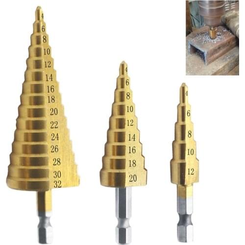 1Pc Titanium HSS Steel Step Drill Bit Hole Cutter Tool 4-12mm 4-20mm 4-32mm Drop Ship