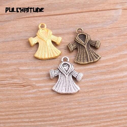10PCS 19*22mm New Product Three Color Ladies Coat Charms Pendant Jewelry Metal Alloy Jewelry Marking