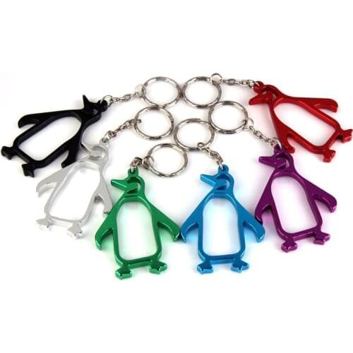 Lot 10pcs Cute Gadgets Penguin Shaped Beer Opener Aluminum Alloy Bottle Opener Keychains Outdoor Camping Tools