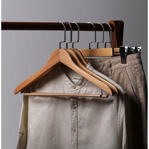 10pcs/lot Home Wooden Hangers 360° Rotatable Hook Durable Slim Shoulder Grooves Non-Slip Lightweight Hanger for Coats Suits Pant