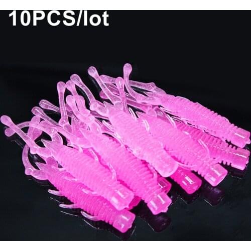 10Pcs/Lot Shrimp Fishing Lure 7.5cm 2.6g TPR NED Soft Worm Lure Luminous Artificial Lures For Trout Bass Pesca Fishing Tackle