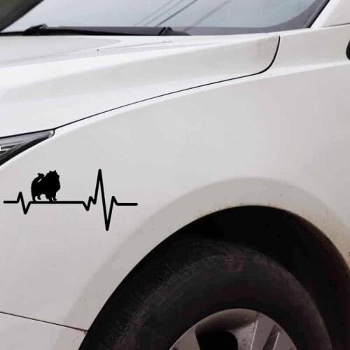 15.3CM*7.1CM German Spitz Love Adoption Rescue Heartbeat Vinyl Black/Silver Car Sticker C22-1172