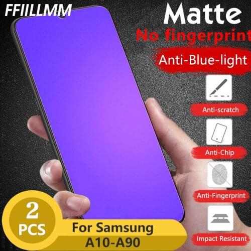 2Pcs/lot Matte Anti Blue Light Tempered Glass For Samsung A90 A70 A71 A51 A50 Glass Protective Film For Samsung A30 A20 A10 S