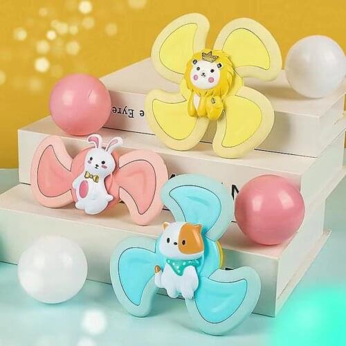 3PCS Children Cartoon Fidget Spinner Classic Cartoon Insects Suction Cup Spinner Toy Funny Kids Gyroscope Toy Baby Bath Toys