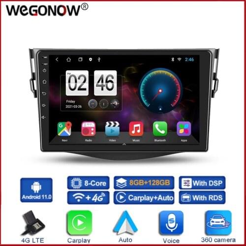 360 Panoramic Camera 6G+128G Android 10 Car DVD Player GPS Map WIFI Bluetooth 5.0 RDS Auto Radio For Toyota RAV4 Rav 4 2005-2013