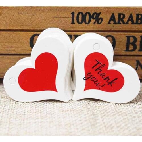 Zerong red heart thank you label tag ,Vintage kraft paper heart gift label tag ,garments products swing decoration hang tag 200