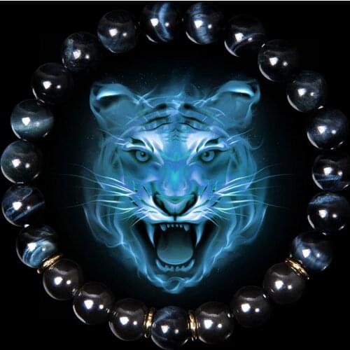 Men Bracelet Natural Blue Tiger Eye Stone Bracelets Men Fashion Classic Stretch Bangle For Homme Hematite Bead Armbanden Jewelry
