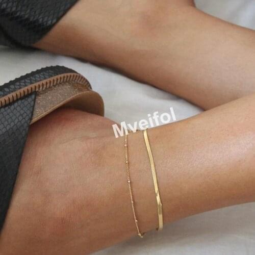 No Tarnish Stainless Steel Snake Chain Anklets for Women Boho Summer Beach Ankle Bracelet Women Foot Bracelet Beach Jewelry 2021