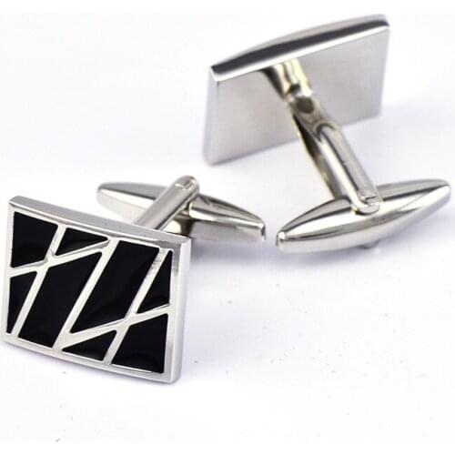 JHSL Brand Fashion Jewelry Square Black Shirts Cufflinks for Men Husband Father Gift