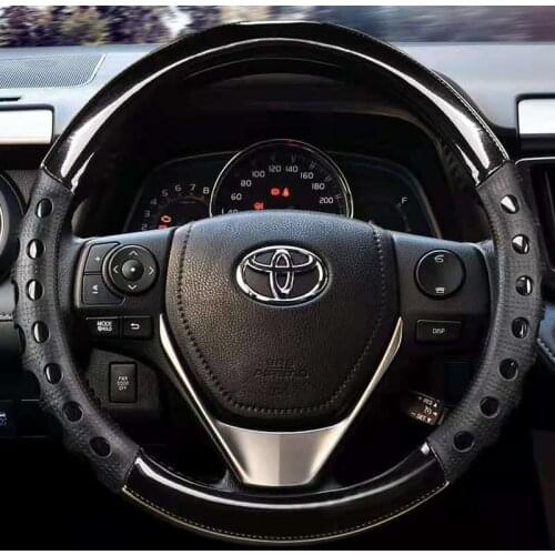 CarbonFiber Leather Steering Wheel Cover for Toyota Corolla Fortuner Sequoia Auris Avensis YARIS Vios Celica 86 Auto Accessories