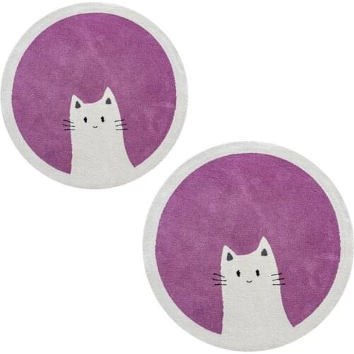 Baby Play Mat Crawling Carpet Kids Room Floor Rug Round Cartoon Cat Printed Pad