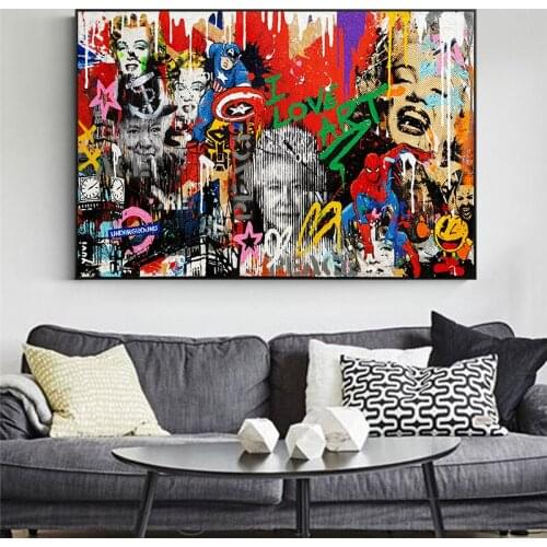 Banksy Graffiti Art Canvas Painting Posters Print Superheroes Cuadros Wall Art for Living Room Home Decor (No Frame)