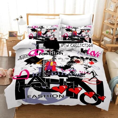 Personality Doodle Bedding Set Fashion Quilt Cover Pillow Cover Full Size Queen King Children & Teenage Home Textile Knitwear