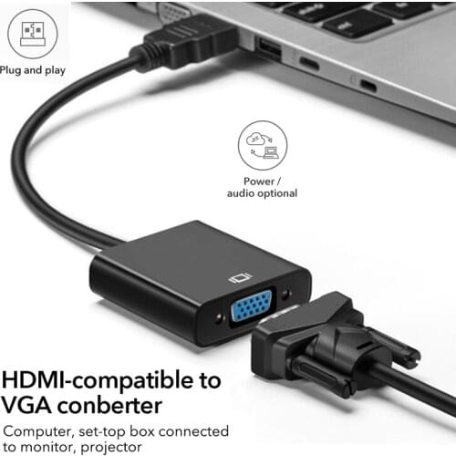 INGELON HD 1080P HDMI-Compatible To VGA Adapter Converter Cable for Xbox PS4 PC Laptop TV Box To Projector Displayer HDTV
