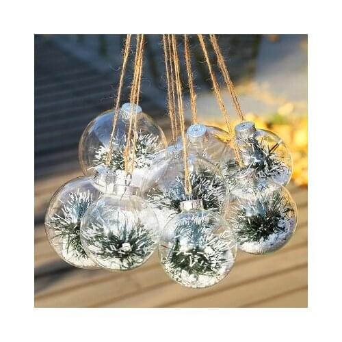 8pc 6/8/10cm Christmas Ball Ornament Clear Glass Bauble Xmas Decoration Pendant Wedding DIY party Event Memory ball (Only Glass)