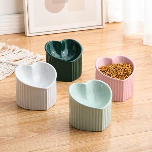 Ceramic Oblique Mouth Cat Bowls Cat Feeder Heart-shaped Roman Bowl Flat Face Pet Bowl Dog Bowls Dog Feeder Cat Accessories