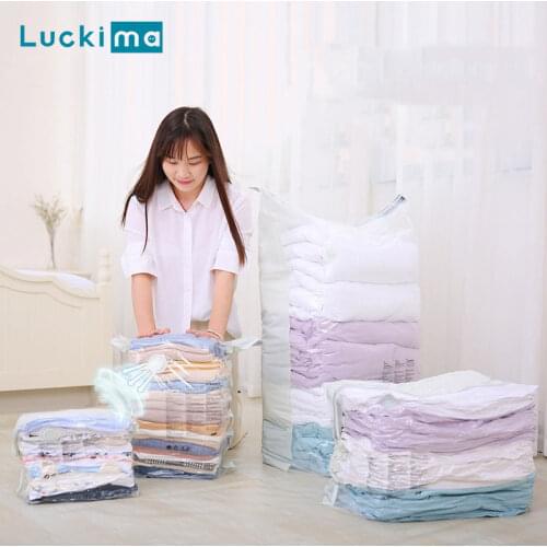Manual Compression Vacuum Storage Bag for Clothes Comforters Blankets Pillows Home Organizer Seal Bags Space Saver No Need Pump