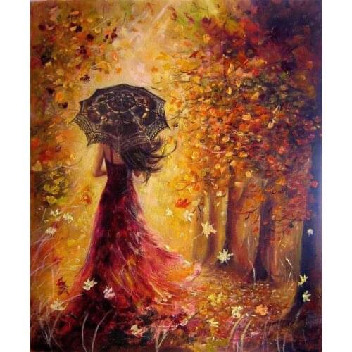 Beautiful Women Autumn Landscape DIY Painting By Numbers Kits Coloring Paint Modern Wall Art Picture Gift